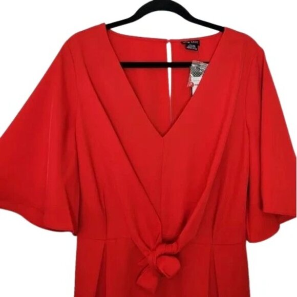 NWT Womens Plus Size 18 City Chic Red Knot Front Deep V Batwing Sleeve Dress NEW - Picture 6 of 8